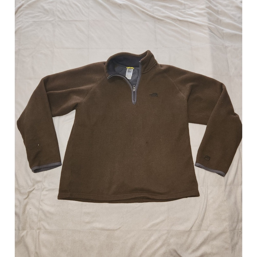 The North Face brown waffle-grid fleece quarter-zip pullover Mens Medium